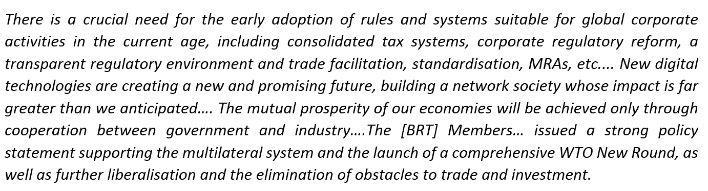 BRT on regulatory cooperation (2000)