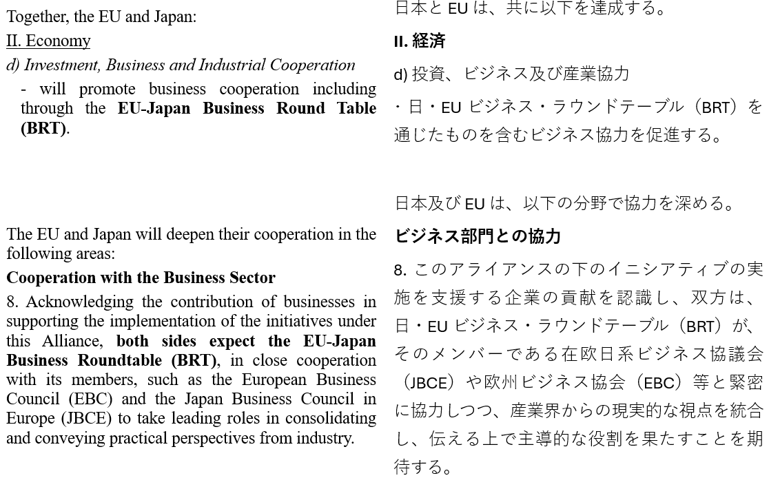 BRT references in the 2025 EU-Japan Summit's documents