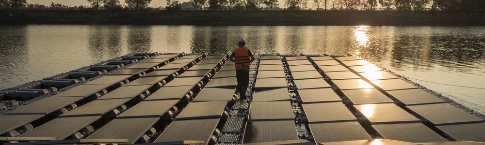 Floating solar panels