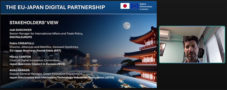 Fabio Crisafulli speaking during the webinar