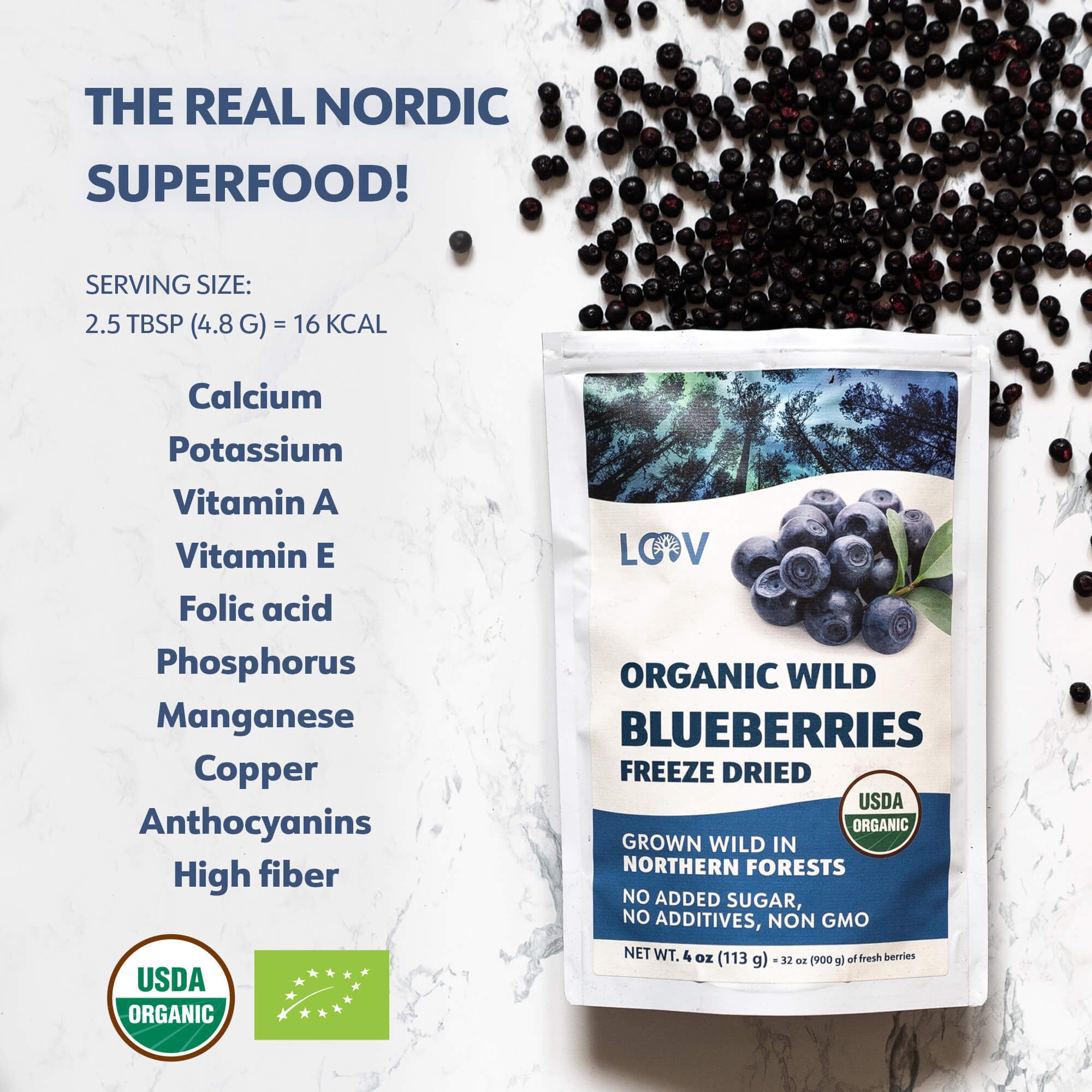 フリーズドライ・ブルーベリー Freeze-Dried Organic Whole Wild