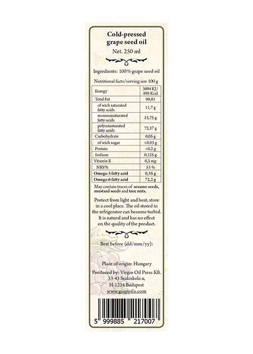Grapeseed 17,18,19 CD付 Grapeseed oil, cold pressed, Zdravnitza, 100 ml